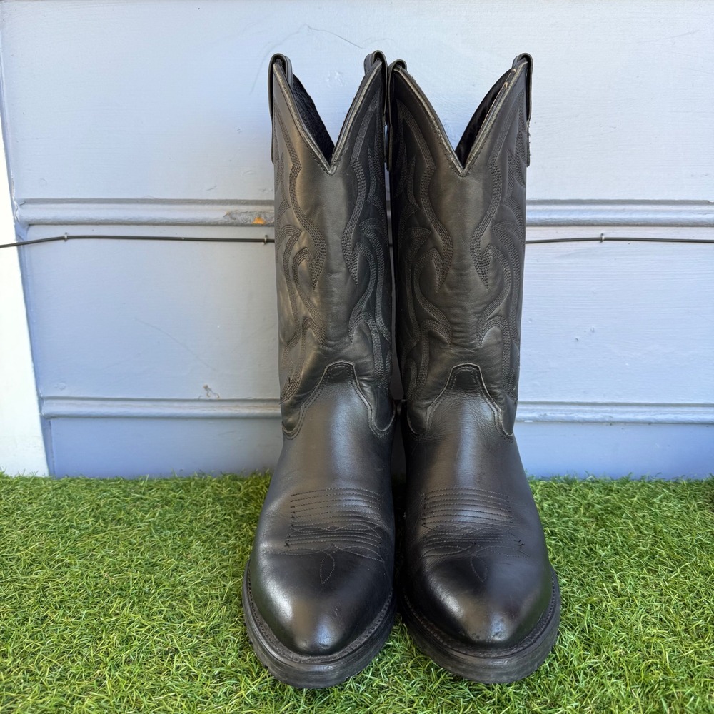 Double H Mens Black Leather Western Work Boots Aeroglide DSS Size 10 EE DH3530